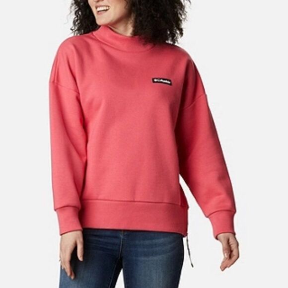 Columbia Tops - Columbia Lodge Pink Heavyweight Crewneck Sweatshirt with Side Zip Detail Small